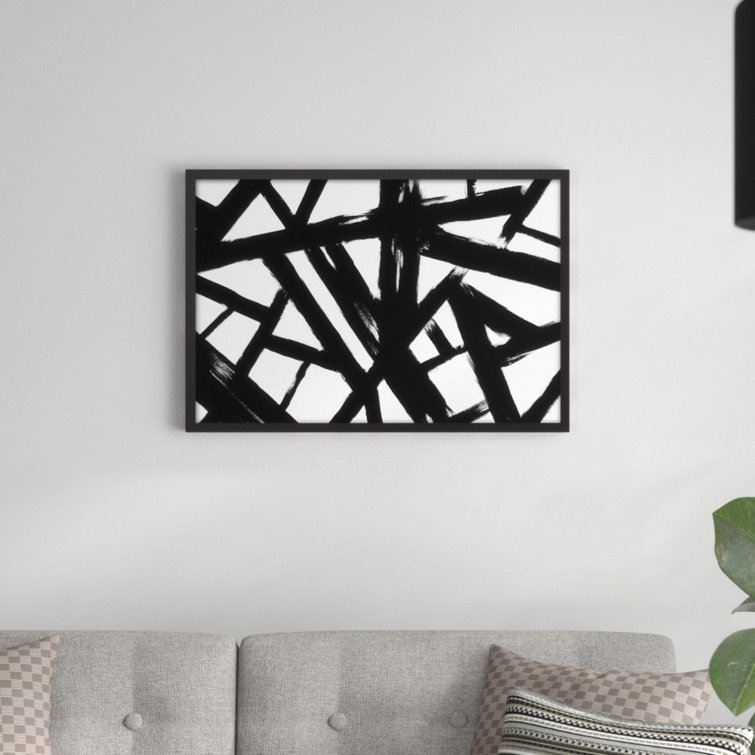 Orren Ellis 'Shattered Black and White Abstract' Framed Graphic Art